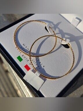 18K Gold Plated Textured Hoop Earrings